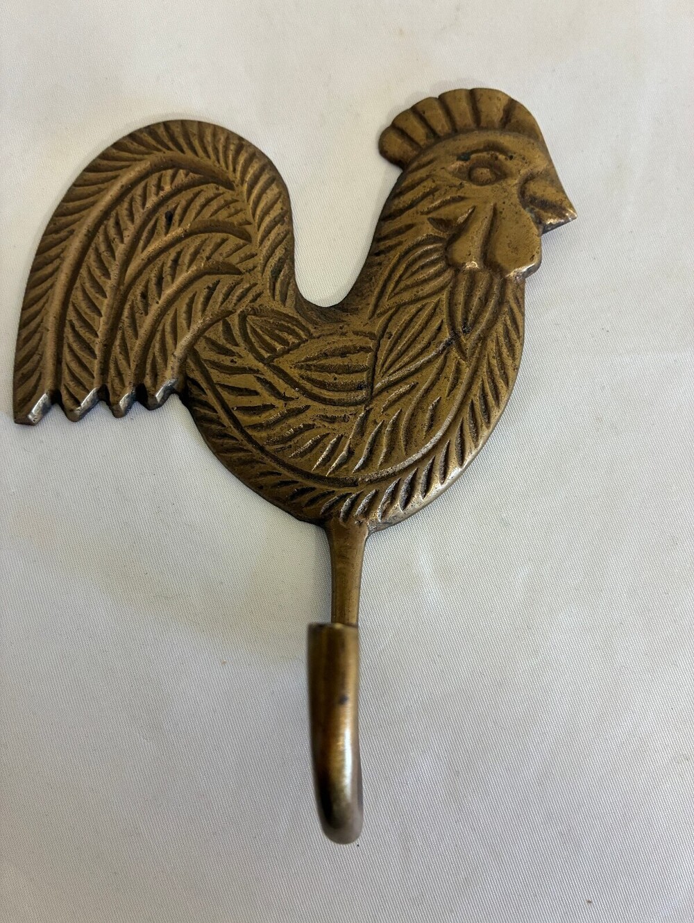 Vintage Cast Metal Rooster Wall Hook, Farmhouse Kitchen Decor